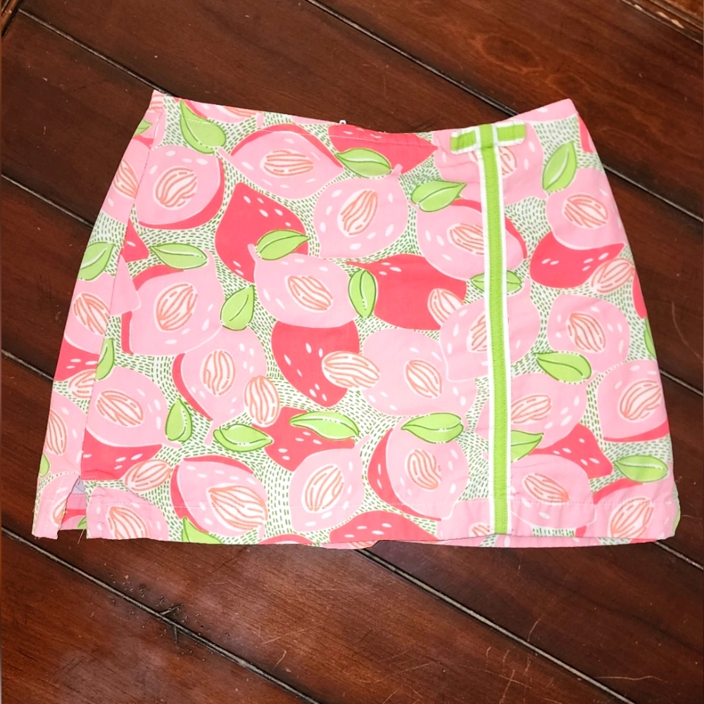 Lilly Pulitzer Pink and Green Skort with Fruit Design